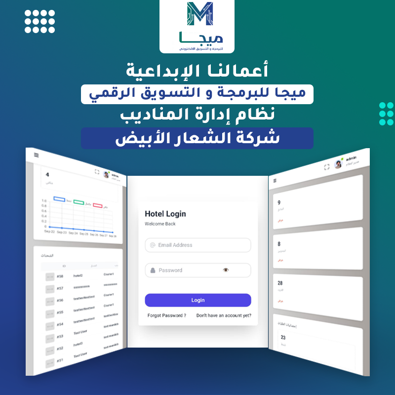 نظام إدارة المناديب و الطلبات بين المغاسل والفنادق